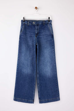 Koyu Mavi Bel Detayl? Yuksek Bel Wide Leg Jeans TWOSS26JE00061