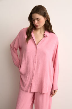 Рубашка оверсайз из жатого хлопка - Mollis фото 3