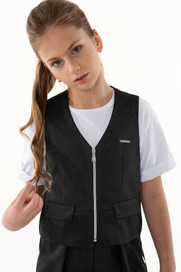 Синий школьный жилет для девочки Mooriposh, модель 1115 фото 13