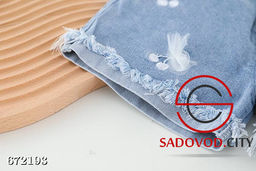 Летний костюм двойка для девочки с джинсовыми шортами