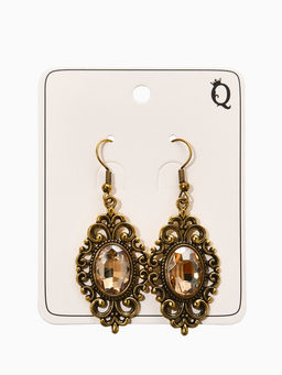 Цена за 2 шт. Серьги со стразми «Ажурный овал», цвет золотой в чернёном золоте