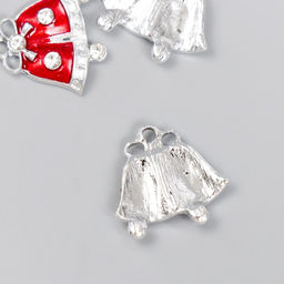 Цена за 4 шт. Декор для творчества металл, эмаль, страза «Колокольчики новогодние» 2×2.2 см