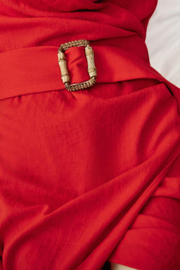 VESTIDO MIDI CRUZADO CINTUR?N / Rojo - Zara фото 4