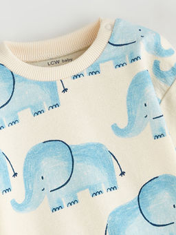 Bask?l? Erkek Bebek Sweatshirt ve E?ofman Alt 2li