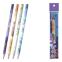 АКЦИЯ Цена за 36 шт. Набор из 4 чернографитных карандашей ErichKrause Manga, трехгранный, НВ (в пакете)