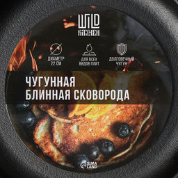 Сковорода блинная Wild Kitchen, d=22 см, съёмная ручка, индукция, чугун, чёрная фото 5