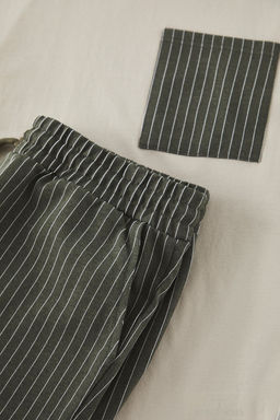 TRENDYOL MAN Bej- Haki Regular Fit Cizgili Orme Sortlu Pijama Tak?m? TMNSS25PT00036 - Trendyolmilla фото 3