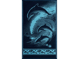 Полотенце махровое 6с104.411ж1 Дельфины (темно-синий4) 67х40см