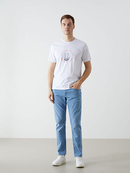 Bisiklet Yaka K?sa Kollu Bask?l? Penye Erkek Ti??rt