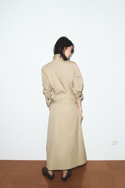 TWILL MIDI DRESS WITH TABS - Zara фото 6