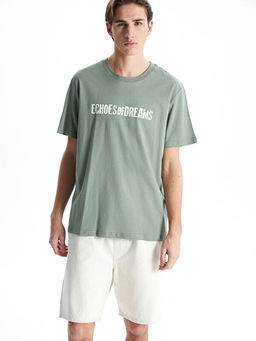 Bisiklet Yaka K?sa Kollu Bask?l? Penye Erkek Ti??rt