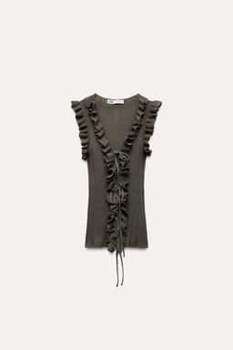 KNIT TOP WITH RUFFLES AND TIES