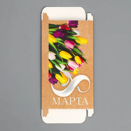 Цена за 5 шт. Коробка для шоколада, кондитерская упаковка, 8 Марта, с окном, 17.3?8.8?1.5 см