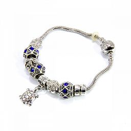 Браслет Пандора Синий фианит и Черепашка символ процветания через мудрость