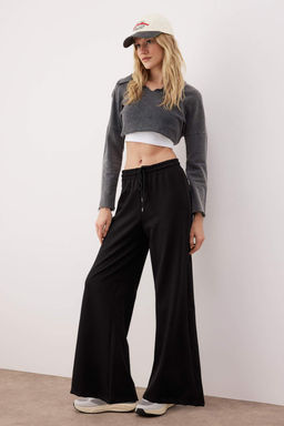 Siyah Pamuklu Genis Paca Ince Orme Spor Esofman Alt? TWOAW22EA0053