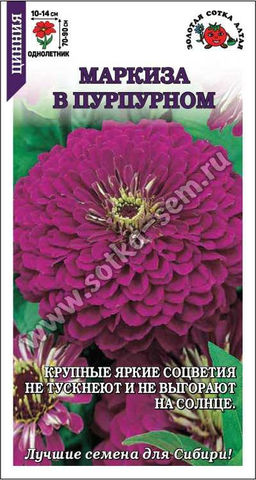 Цинния Маркиза в Пурпурном 0,2г (Золотая сотка Алтая)