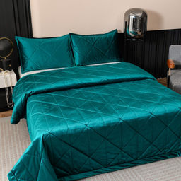 Велюровое покрывало в клетку и две наволочки OVL045 240*260/50-70 2 шт - Ситрейд фото 7