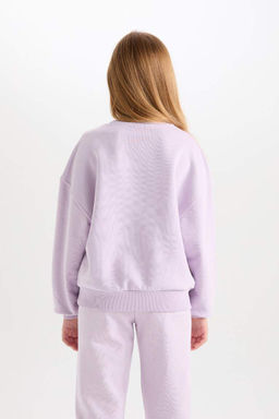 Толстовка с круглым вырезом для девочек Disney Lilo & Stitch Relax Fit - Defacto фото 6