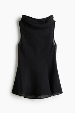 Top en mezcla de ramio con peplum