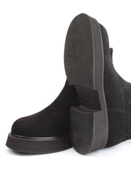 04-HJM397 BLACK Ботинки зимние женские (натуральная замша, натуральный мех)