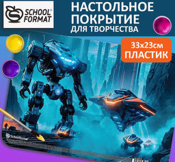Настольное покрытие для детского творчества ТЕХНИКА БУДУЩЕГО 33х23 см пластик синий с принтом