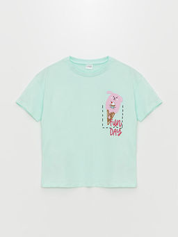 Bisiklet Yaka Bask?l? K?z ?ocuk Pijama ?st