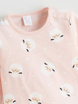 Bisiklet Yaka Bask?l? K?z Bebek Ti??rt