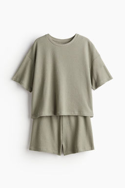 Pijama corto de dos piezas en tejido gofrado - H&m фото 5