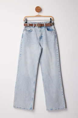 Ac?k Mavi Kemerli Yuksek Bel Wide Leg Palazzo Jeans TWOAW26JE00271