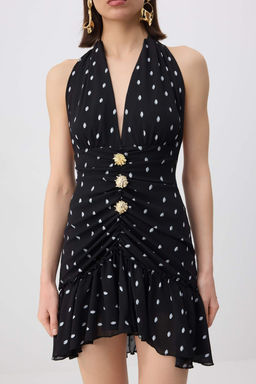 Siyah Puantiyeli Sifon Astarl? Mini S?k Elbise TPRSS26EL00145 - Trendyolmilla фото 3