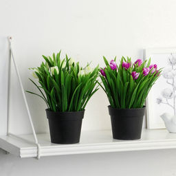 Искусственный цветок в горшке Тюльпаны и зелень, 9?18 см, МИКС