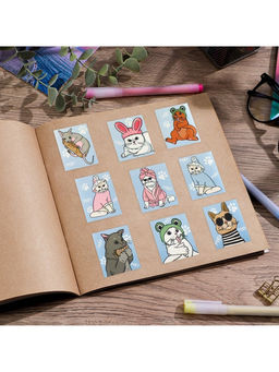 Цена за 10 шт. Наклейки детские бумажные «Котики», c раскраской на обороте, 10 х 14 см