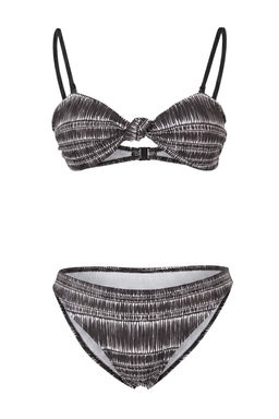 Kahverengi Bask?l? Balconette Brief Yuksek Bel Kaps?z Bikini Tak?m? TBESS26BT00210