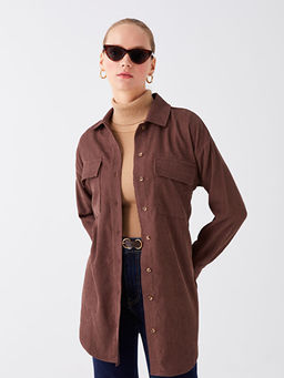 D?z Uzun Kollu Oversize Kad?n G?mlek Tunik