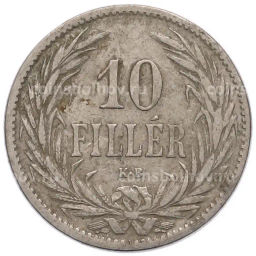 Монета 10 филлеров 1894 года Венгрия