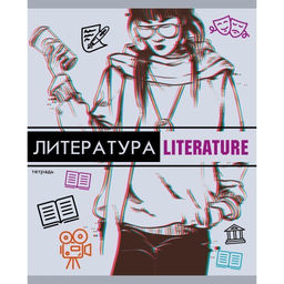 Тетрадь 48 л. А5 линия, на скрепке, Unnika GLITCH Литература мелованный картон, soft touch...