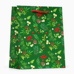 Пакет подарочный новогодний ламинированный «Веточки», 18×22.3×10 см