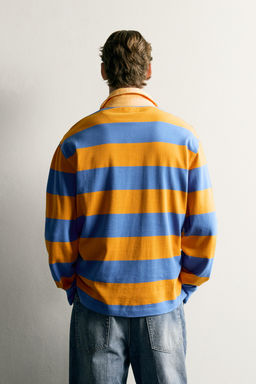 POLO REGULAR FIT RAYAS CUELLO CONTRASTE / Naranja - Zara фото 3