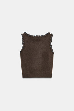 INTERWOVEN TRIM KNIT TOP - Zara фото 8