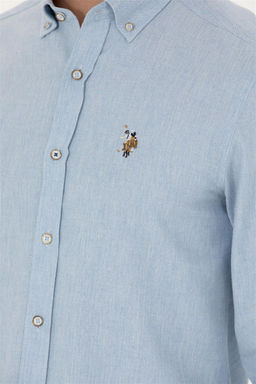 Мужская голубая базовая рубашка с длинным рукавом - U.s. polo assn фото 7