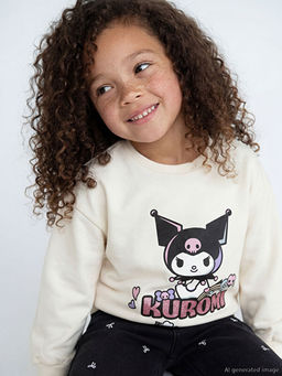 Bisiklet Yaka Kuromi Bask?l? K?z ?ocuk Sweatshirt