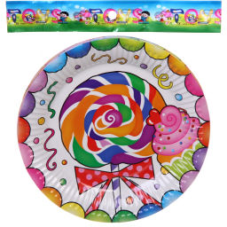 Цена за 6 шт. Тарелка бумажная 18 см в наборе 10 шт "Сладкий праздник"