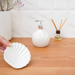 Набор для ванной «Ариэль», 2 предмета, дозатор 480 мл, мыльница, белый перламутровый