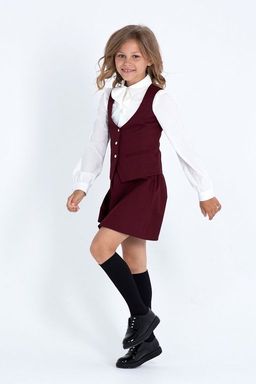 Бордовый школьный жилет для девочки Mooriposh, модель 1109  фото 3