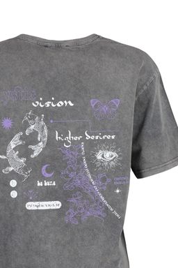 TRENDYOLMILLA Antrasit %100 Pamuk Soluk Efektli S?rt Bask?l? Boyfriend Bisiklet Yaka Orme T-Shirt TWOSS23TS00109  фото 6