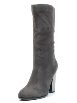 YF189-012M DARK GREY Полусапоги зимние женские (натуральная замша, натуральный мех (еврозима))