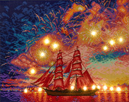 Кристальная (алмазная) мозаика ФРЕЯ ALDD-238 на подрамнике Алые паруса (со светодиодами) 50 х 40 см