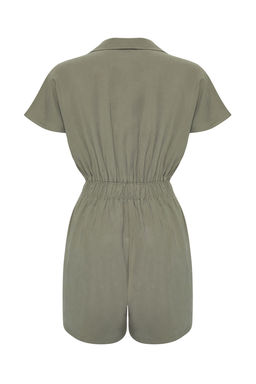 TRENDYOLMILLA Limited Edition Haki Beli Lastikli Fermuar Detayl? Modal Mini Dokuma Tulum TWOSS25TU00026 фото 6