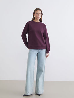 Bisiklet Yaka Kad?n Kal?n Sweatshirt