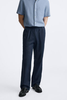 100% LINEN JOGGER WAIST TROUSERS - Zara фото 2
